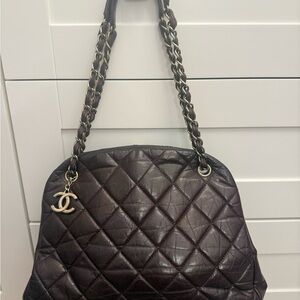 CHANEL Dark Brown /burgundy Quilted Shoulder Bag in aged calfskin.